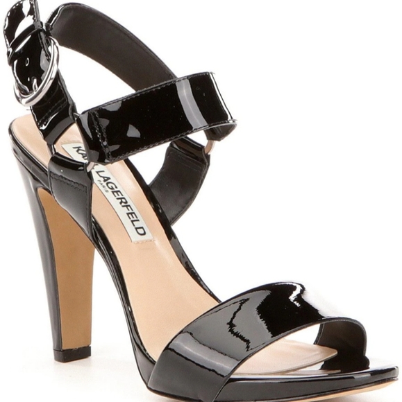 Karl Lagerfeld Paris Cieone Ankle Strap Patent Leather Dress Sandals -8.5 - Picture 6 of 9